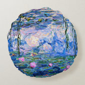 モネ：1919年、有名絵画なユリ ラウンドクッション (裏面)