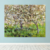 モネ – Apple Trees in開花 キャンバスプリント (インサイチュ (ウッドフロア))