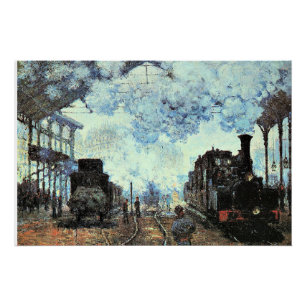 モネ – Gare St. Lazare、列車の到着 ポスター