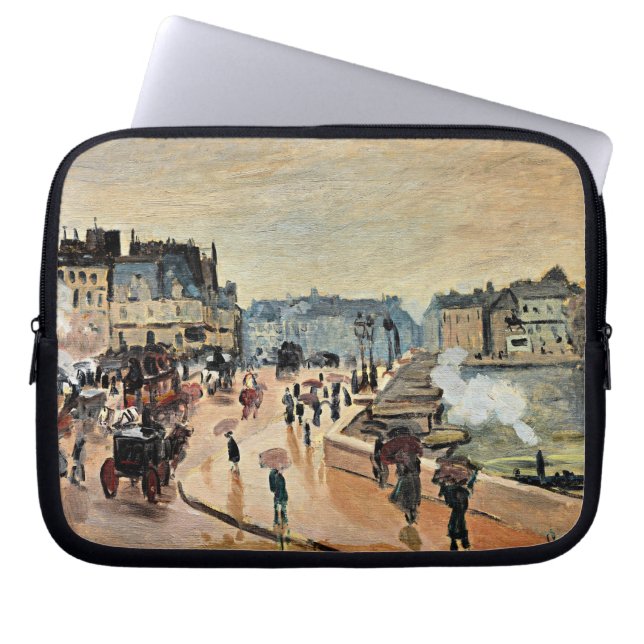 モネ – Le Pont Neuf、印象派絵画家 ラップトップスリーブ (正面)