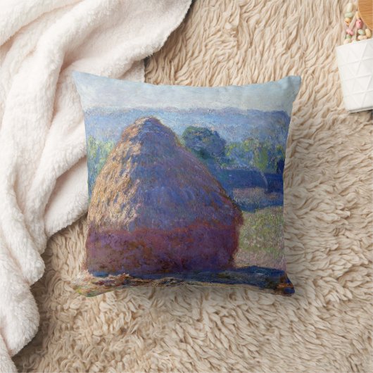 モネ(Stacks of Wheat) (End of Summer) クッション (ブランケット)