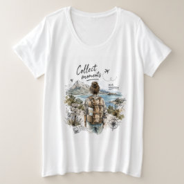 モノではなく思い出を集めよう 旅行の名言 プラスサイズTシャツ