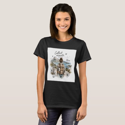 モノではなく思い出を集めよう 旅行の名言 Tシャツ (正面フル)