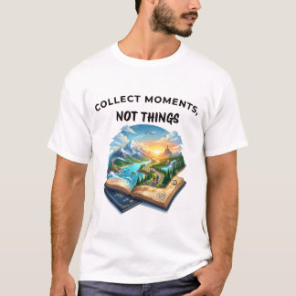 モノではなく思い出を集めよう 旅行冒険デザイン Tシャツ