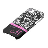 モノエレガントグラム付き白黒ダマスクパターン Case-Mate iPhoneケース (下部)