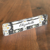 モノエレガントグラム白黒デイジー   デスクネームプレート (側面)