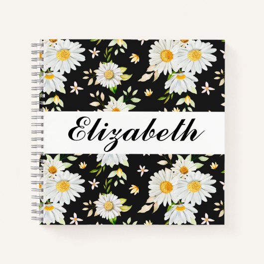 モノエレガントグラム白黒デイジー  ノートブック (正面)