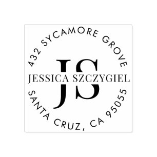 モノカスタムグラムイニシャルフルネーム差出人住所 ラバースタンプ