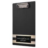 モノガエレガントムストライプのブラックと金フェイク箔 クリップボード (左)