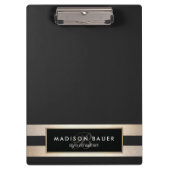 モノガエレガントムストライプのブラックと金フェイク箔 クリップボード (正面)