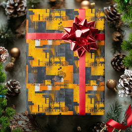 モノクエレガントロ幾何学的ギフトラップと金ゴールド ラッピングペーパー