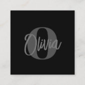 モノククールロ黒グレートレンディースクリプトモノグラム スクエア名刺 (正面)