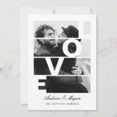 モノクシンプルロエレガントラブフォト結婚ズ 招待状 (正面)