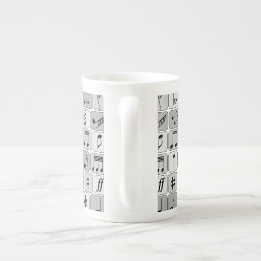 モノクスタイリッシュロ幾何学音符のパターン ボーンチャイナマグカップ (裏面)