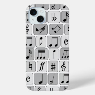 モノクスタイリッシュロ幾何学音符のパターン iPhone 15 MINIケース