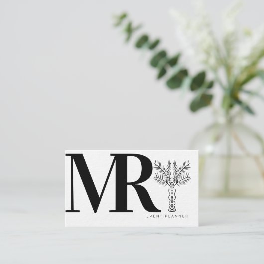 モノクモダンロはっきりしたー白黒パームツリー 名刺 (スタンド正面)