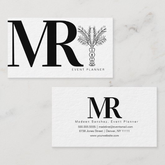 モノクモダンロはっきりしたー白黒パームツリー 名刺 (正面/裏面)