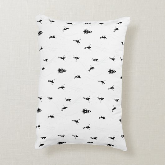 モノクモダンロスキーヤースキーイラストレーション アクセントクッション (裏面(縦))