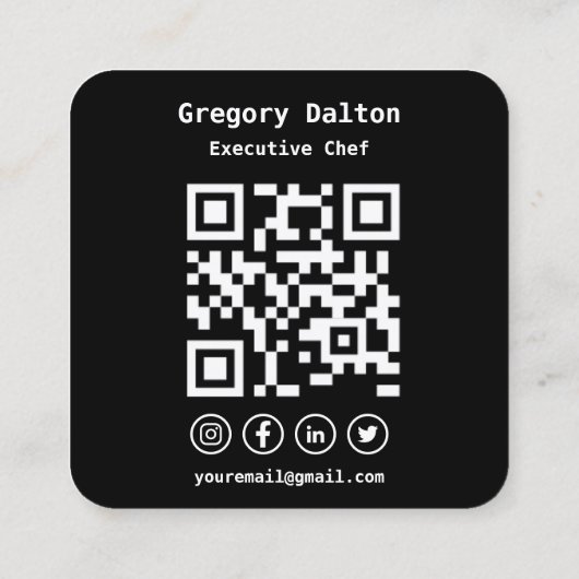 モノクモダンロミニマルータイポグラフィ スクエア名刺 (裏面)