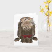 モノクルおもしろいとヌビアンヤギ カード (黄色い花)