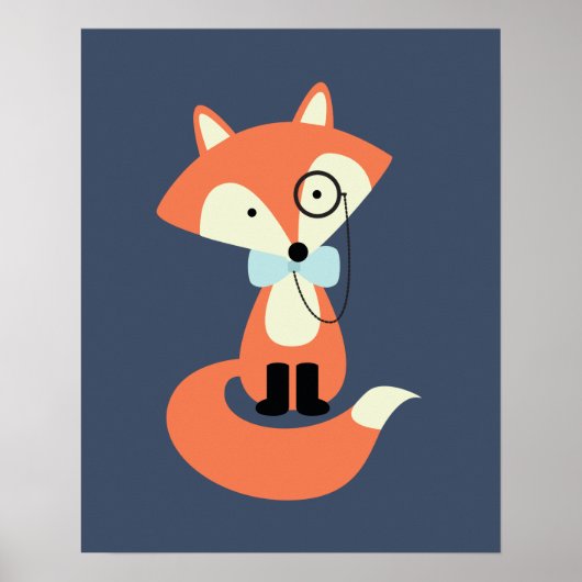モノクルをかけたヒップスターの赤い狐 ポスター (正面)