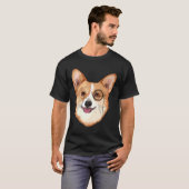モノクルをしたヒップスター・コーギー Tシャツ (正面フル)