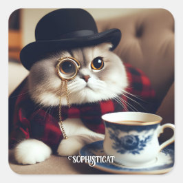 モノクルを着ている猫 スクエアシール