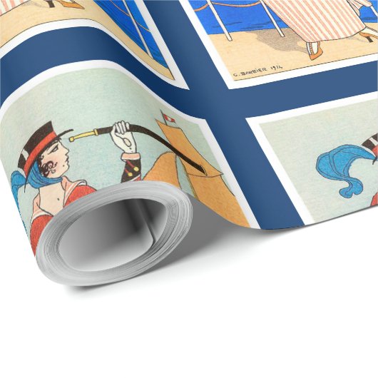 モノクル付きアールデコ航海の美しいファッション ラッピングペーパー (ロールコーナー)