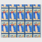 モノクル付きアールデコ航海の美しいファッション ラッピングペーパー (フラット)