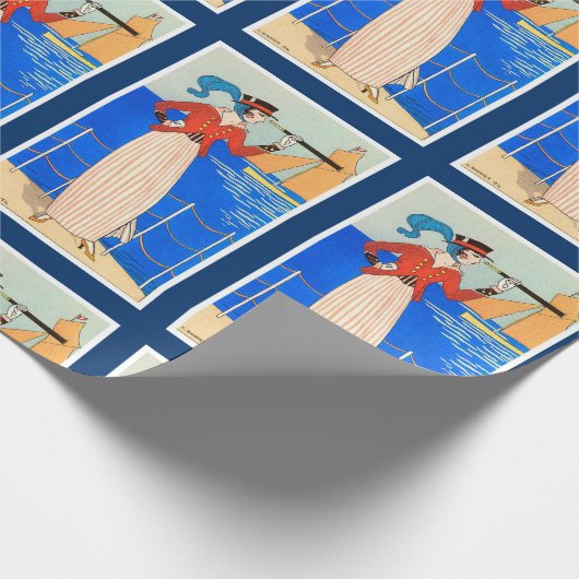 モノクル付きアールデコ航海の美しいファッション ラッピングペーパー (角)