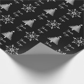 モノクロおしゃれなクリスマスツリー　小売りカスタムロゴ ラッピングペーパー (角)