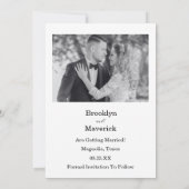 モノクロお洒落な結婚式の事前お知らせフォト セーブザデート (裏面)