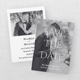モノクロお洒落な結婚式の事前お知らせフォト セーブザデート