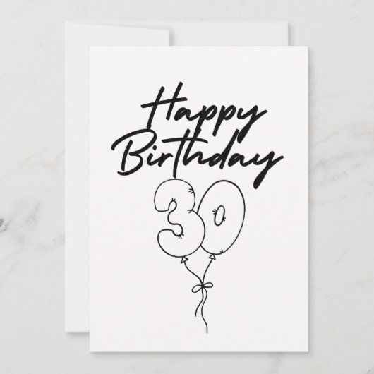 モノクロお誕生日お祝いカード (正面)