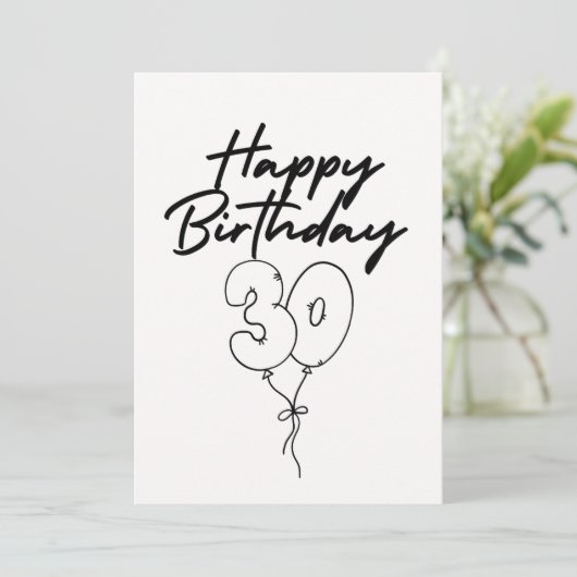 モノクロお誕生日お祝いカード (スタンド正面)