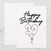 モノクロお誕生日お祝いカード (正面/裏面)