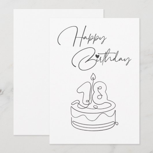 モノクロお誕生日お祝いカード (正面/裏面)