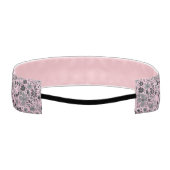モノクロかわいらしフローラグレー/ほこりっぽいピンク アスレチックヘッドバンド (裏面)