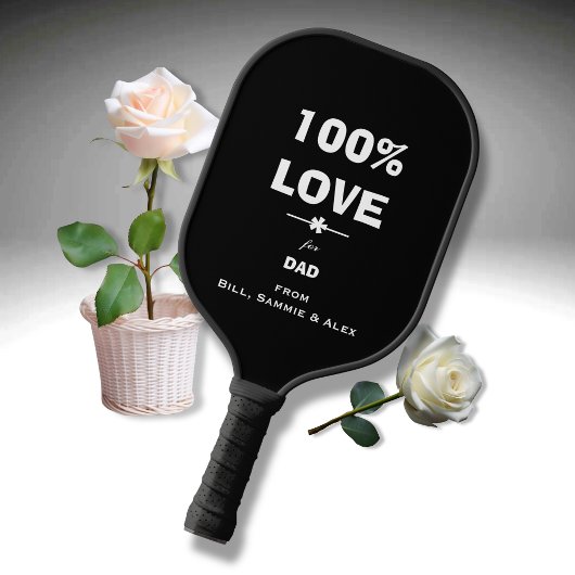 モノクロでおしゃれな「Dadへの100%LOVE」 ピックルボールラケット