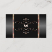 モノクロとバラの金ゴールド華美オーナメント（モノグラム） 名刺 (正面)