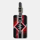 モノクロとブラックの二重線を使用したモノグラム ラゲッジタグ (正面縦)