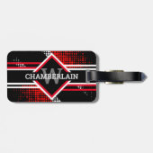 モノクロとブラックの二重線を使用したモノグラム ラゲッジタグ (裏面横)