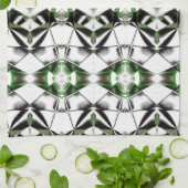 モノクロと緑、仮想回線の連携 キッチンタオル (折り畳み)