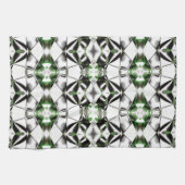 モノクロと緑、仮想回線の連携 キッチンタオル (横)