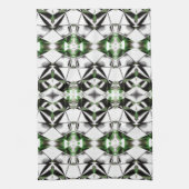 モノクロと緑、仮想回線の連携 キッチンタオル (縦)