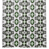 モノクロと緑、仮想回線の連携 シャワーカーテン (正面)