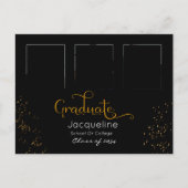 モノクロと金ゴールドの写真の卒業発表 シーズンポストカード (正面)