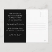 モノクロと金ゴールドの写真の卒業発表 シーズンポストカード (裏面)