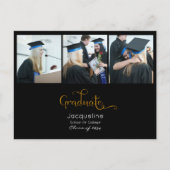 モノクロと金ゴールドの写真の卒業発表 シーズンポストカード (正面)