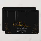 モノクロと金ゴールドの写真の卒業発表 案内状 (正面/裏面)